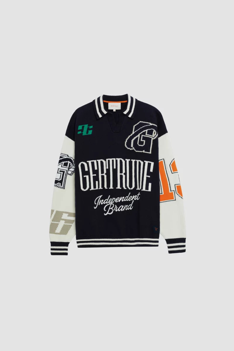 Polo Brooklyn tricot grosse jauge finitions rib rayé contrasté